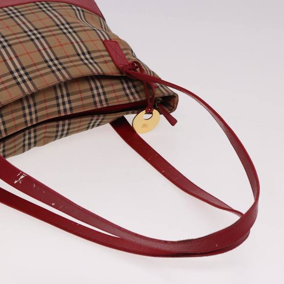 Burberrys Nova Check Tote Bag Canvas Beige Red Auth 78424 - Picture 7 of 16